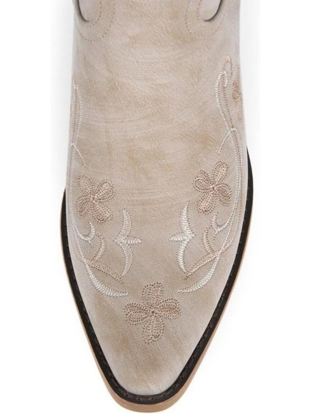 Women's Apricot Mid Calf Western Boots Cowgirl Floral Embroidered Heel Block